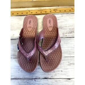 Capelli New York Women's Glitter Comfort Insole Flip Flops - Rose Gold/Pink